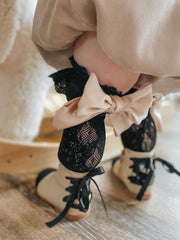 Lola Black Lace Socks with Satin Bows - Petite Maison Kids