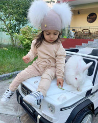 Sasha Double Pom Angora Beanie Hat - Petite Maison Kids