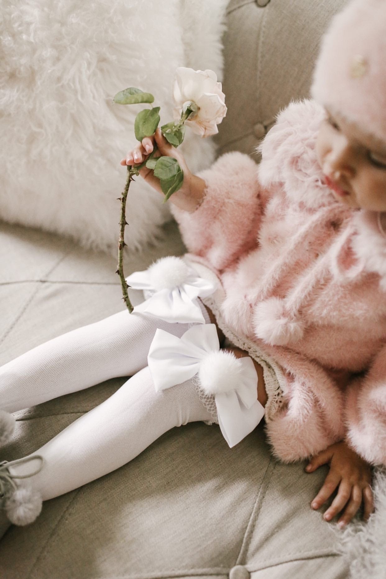 Lana Ruffle Socks with Poms and Bows - Petite Maison Kids