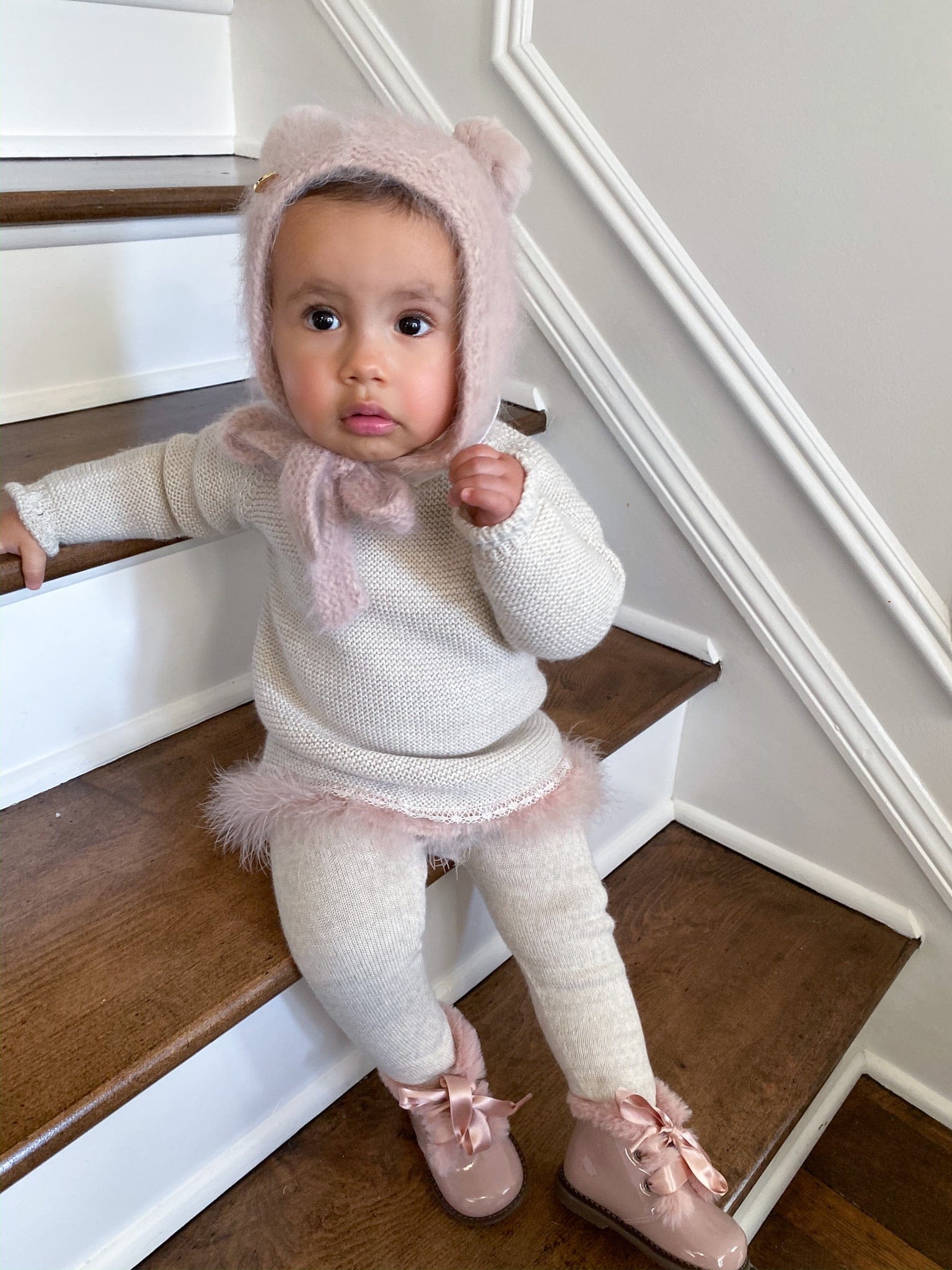 Dusty Pink Cashmere Teddy Hat - Petit Maison Kids