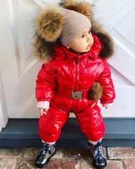 Dusty Beige Angora Double Pom Beanie Hat - Petit Maison Kids
