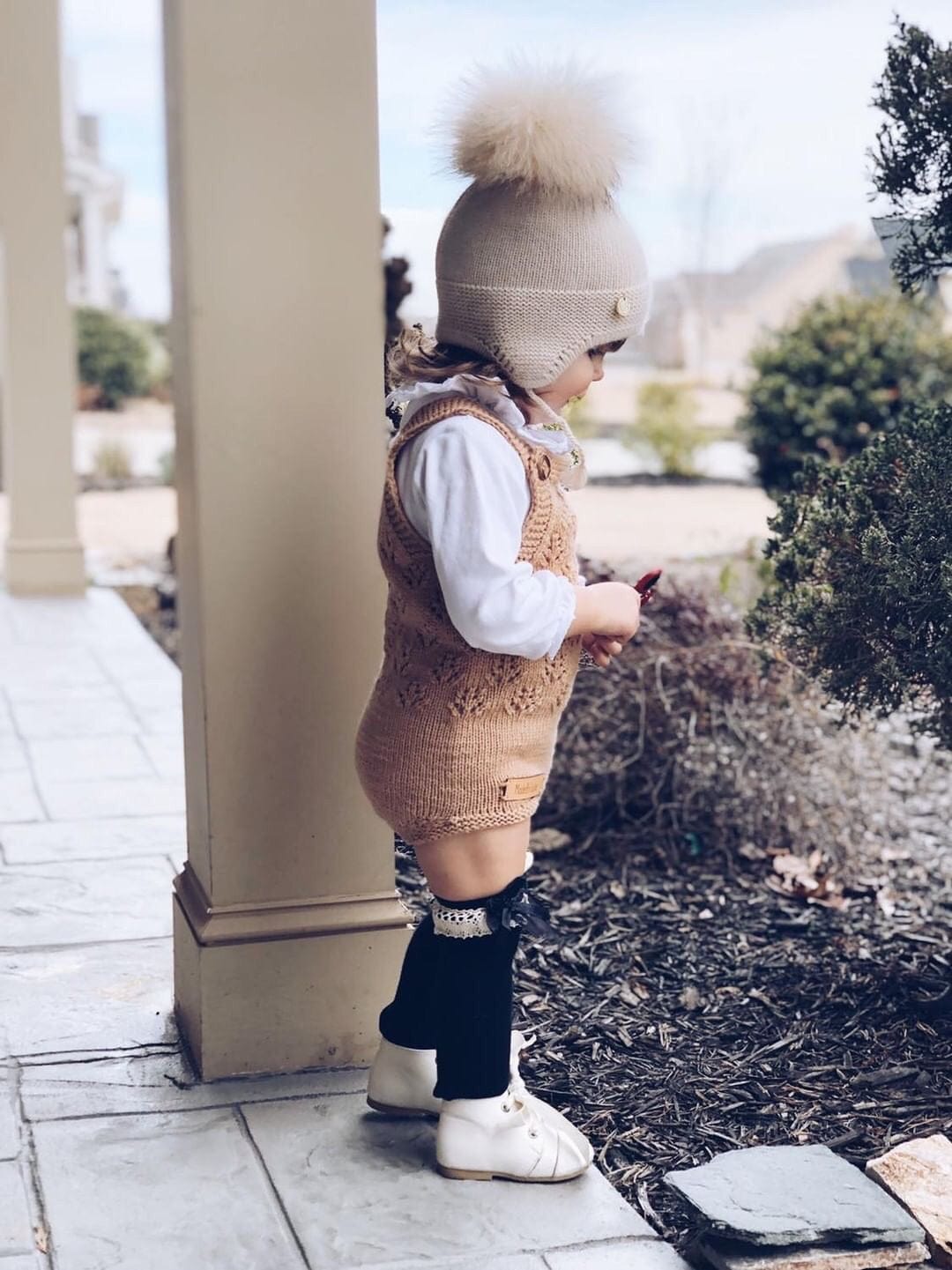 Oatmeal Cashmere Pom Hat - Petit Maison Kids