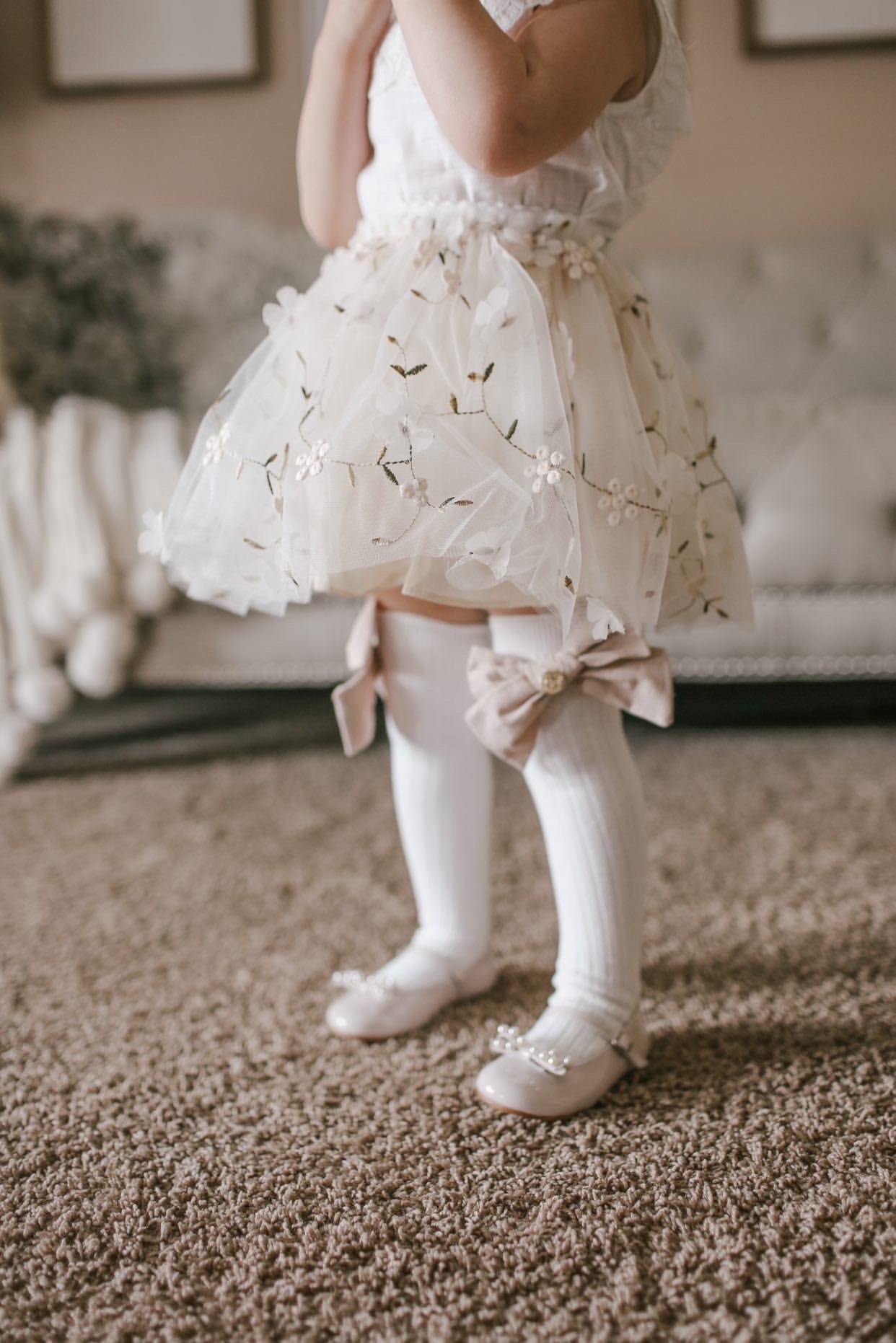 Emma Linen Bow Socks - Petit Maison Kids