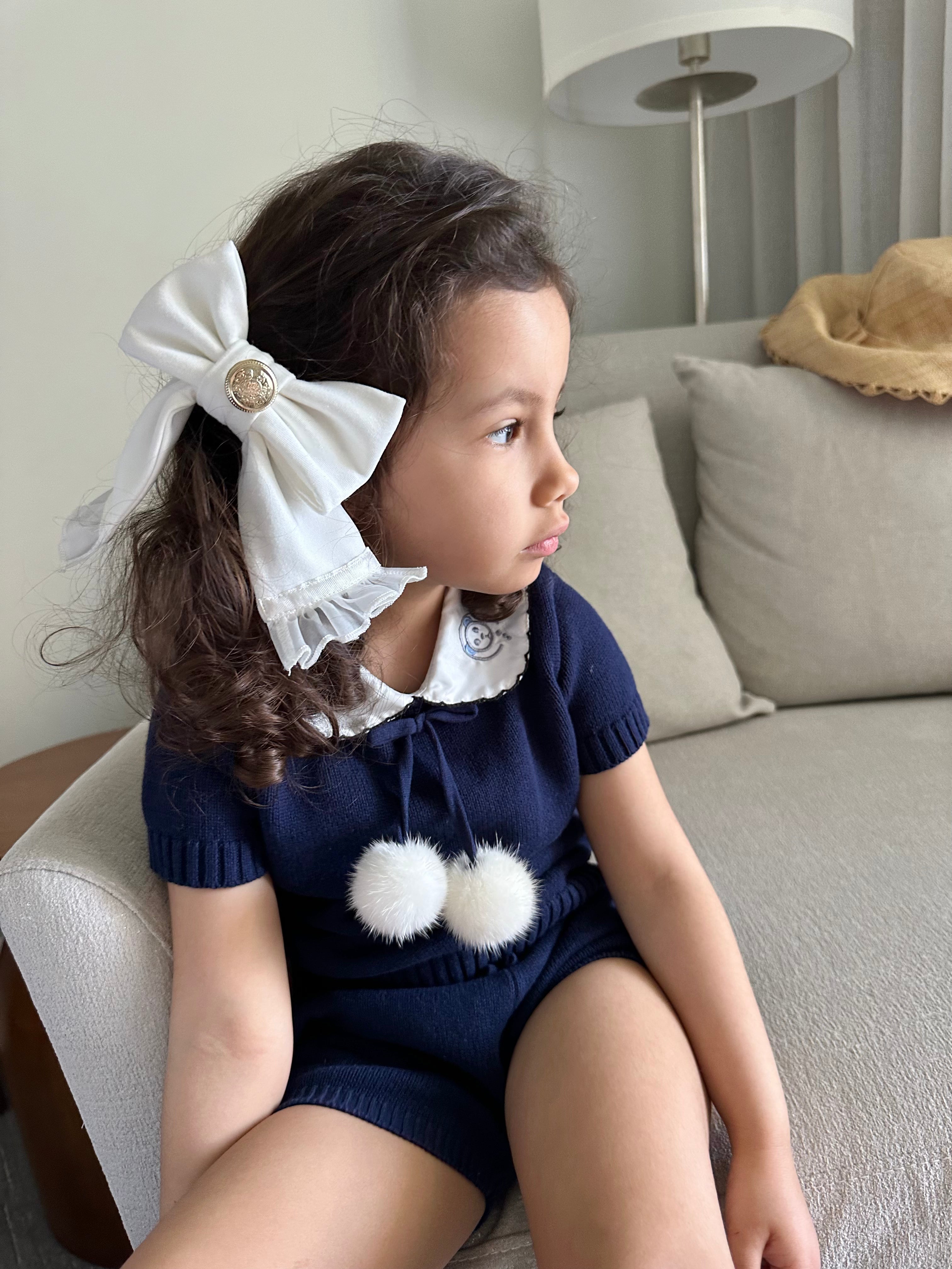 White Tuxedo Hair Bow