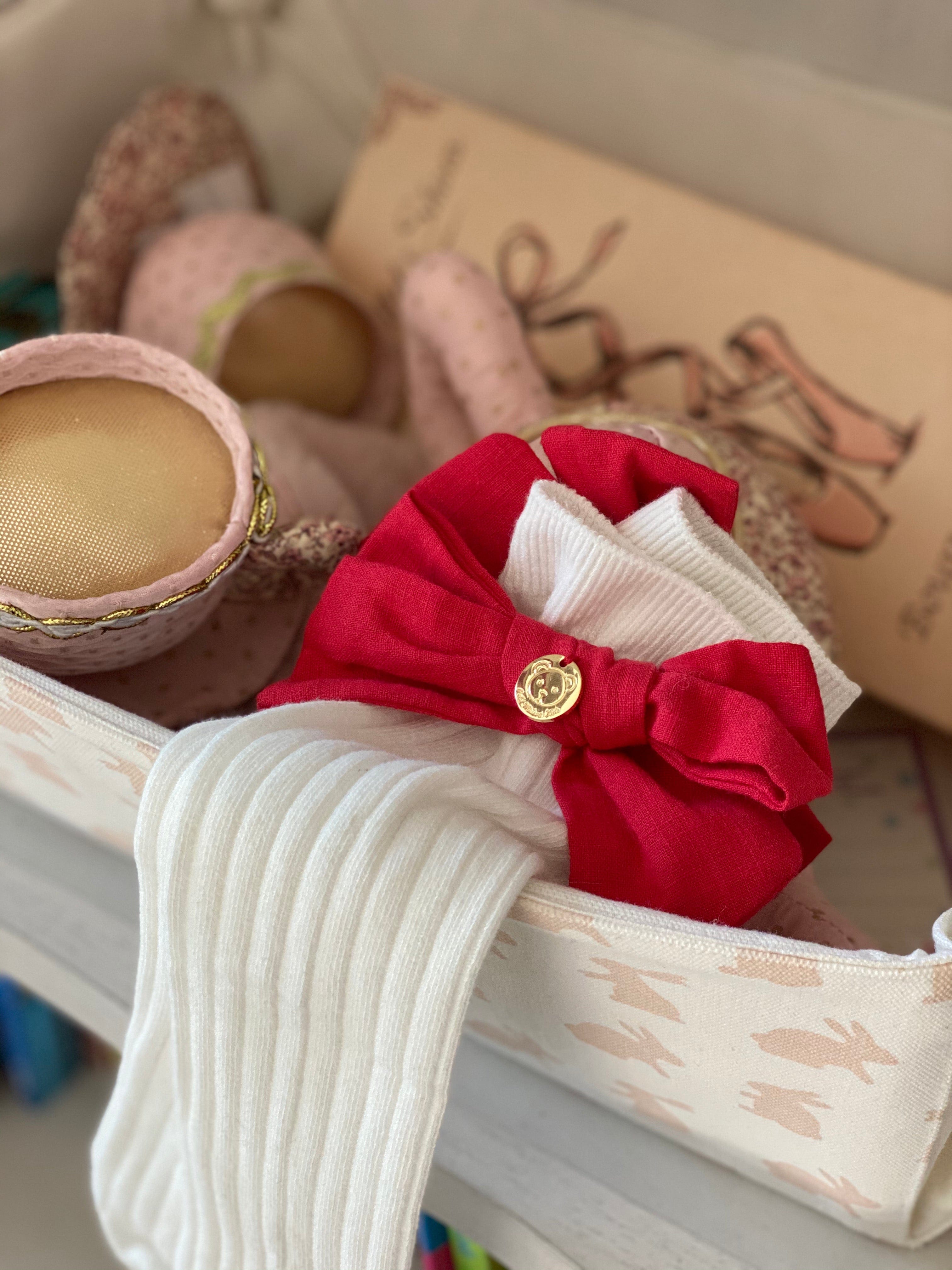 Emma Linen Bow Socks - Petit Maison Kids