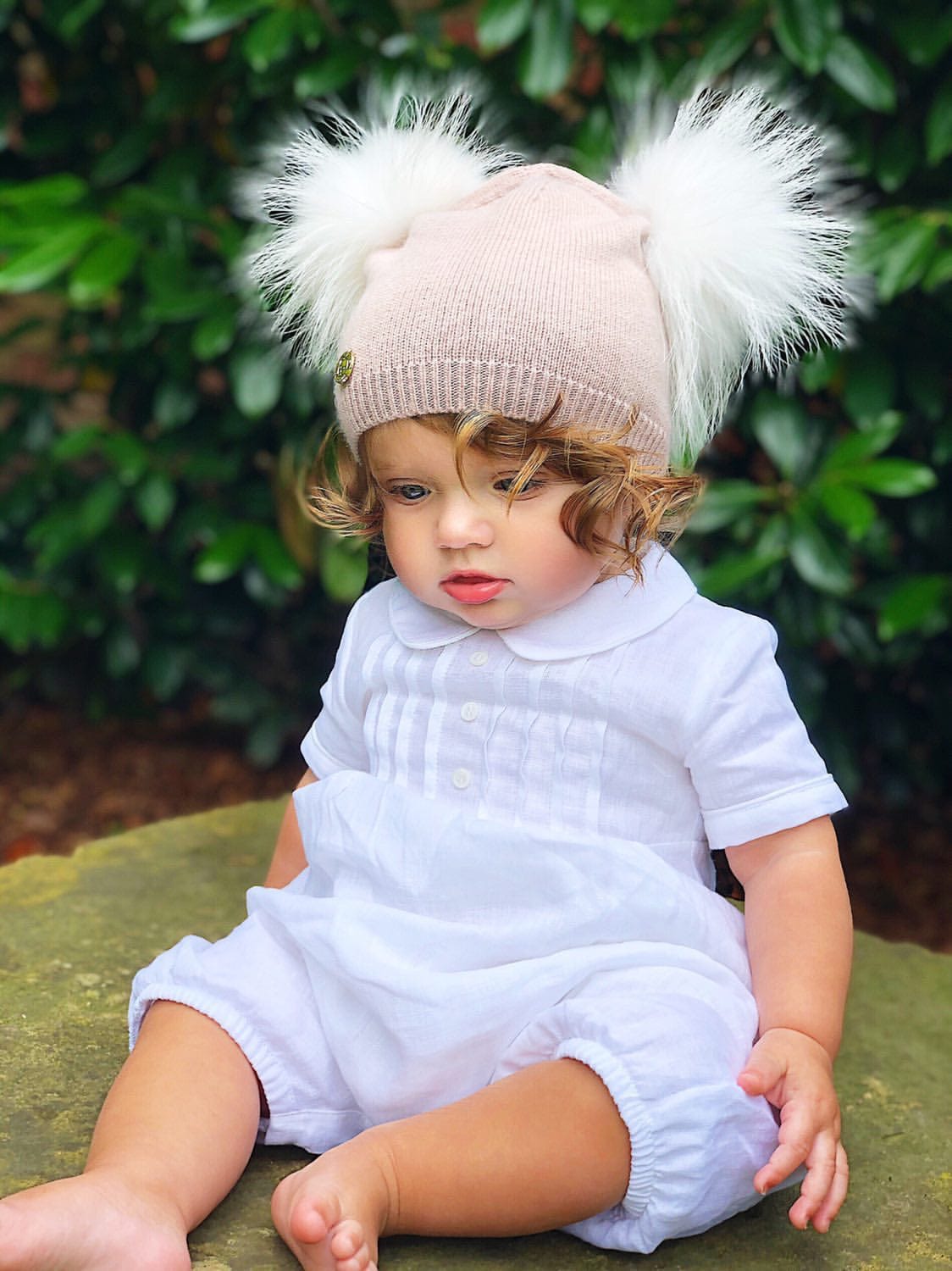 Sasha Double Pom Angora Beanie Hat - Petite Maison Kids