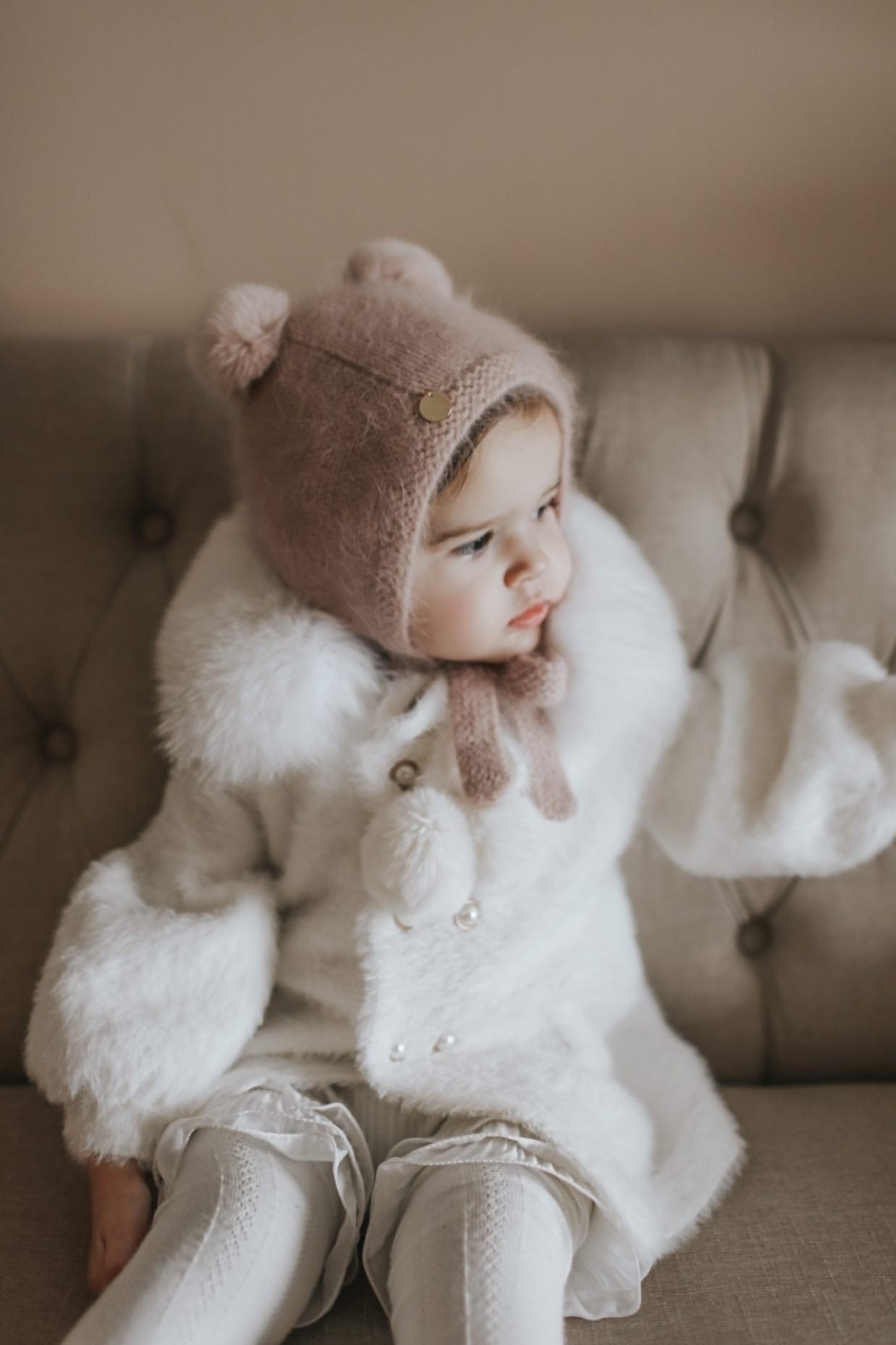 Dusty Pink Cashmere Teddy Hat - Petit Maison Kids