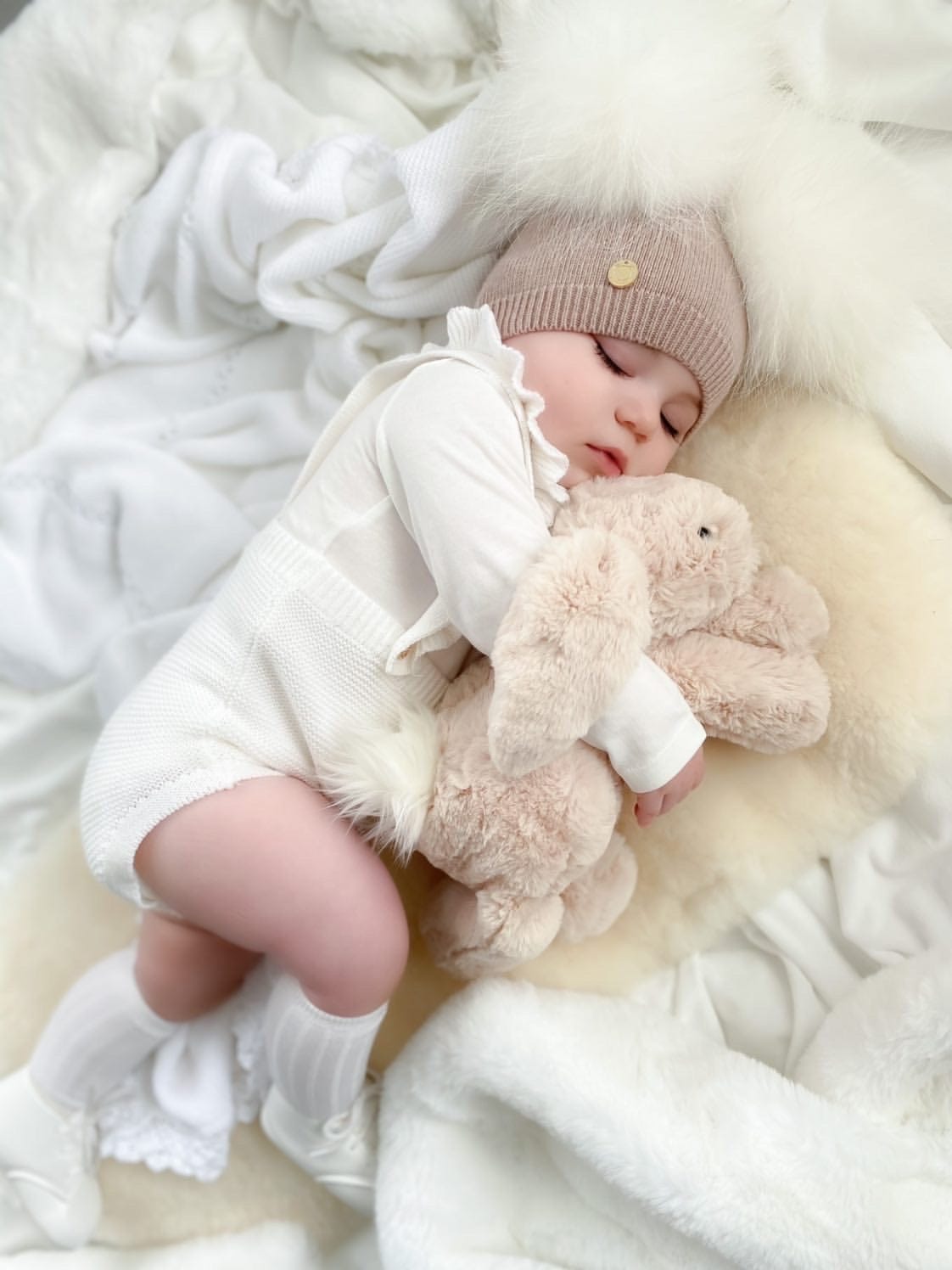 Sasha Double Pom Angora Beanie Hat - Petite Maison Kids