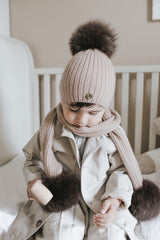Striped Dusty Beige Angora Hat - Petit Maison Kids