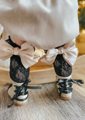 Lola Black Lace Socks with Satin Bows - Petite Maison Kids
