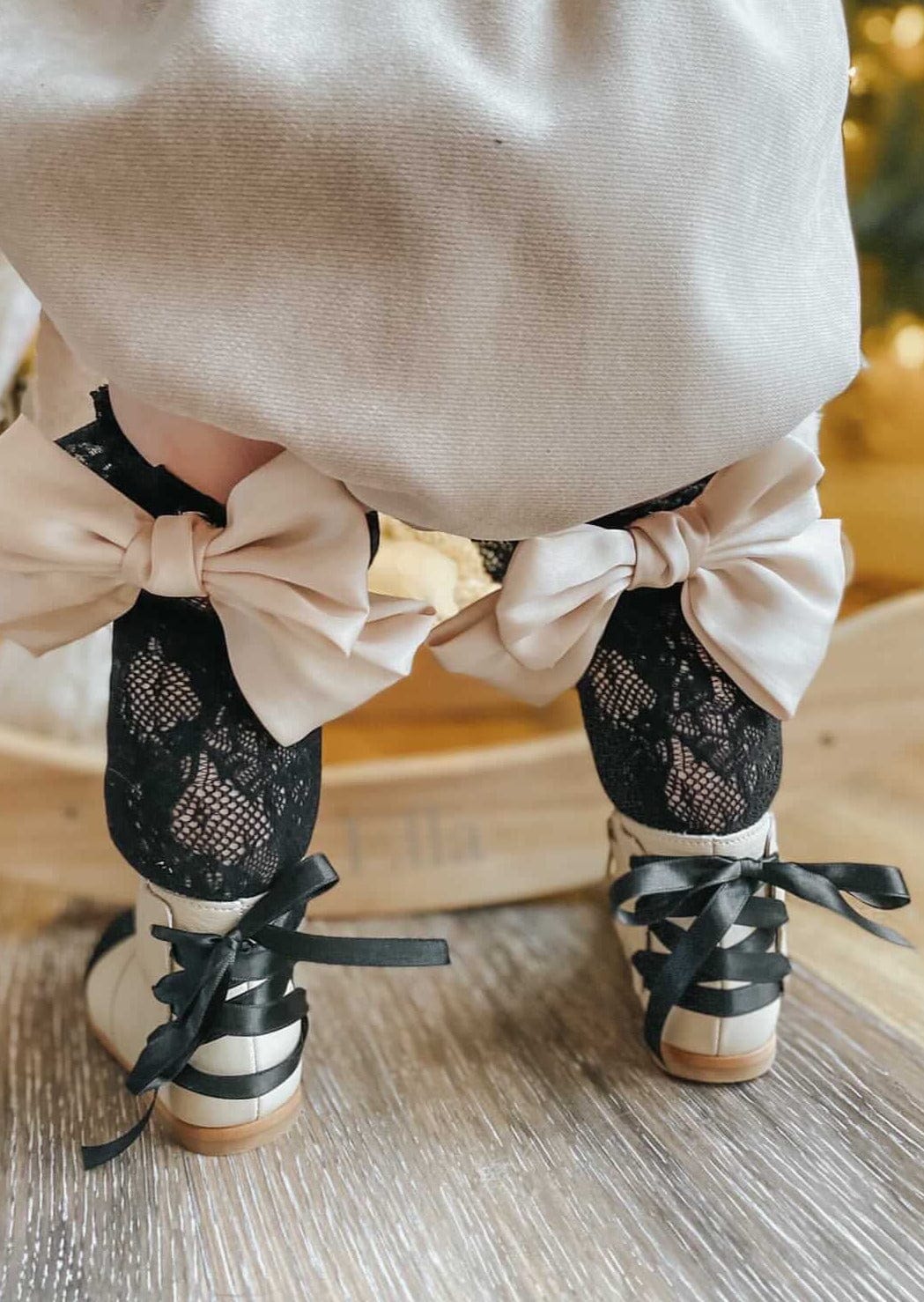 Lola Black Lace Socks with Satin Bows - Petite Maison Kids