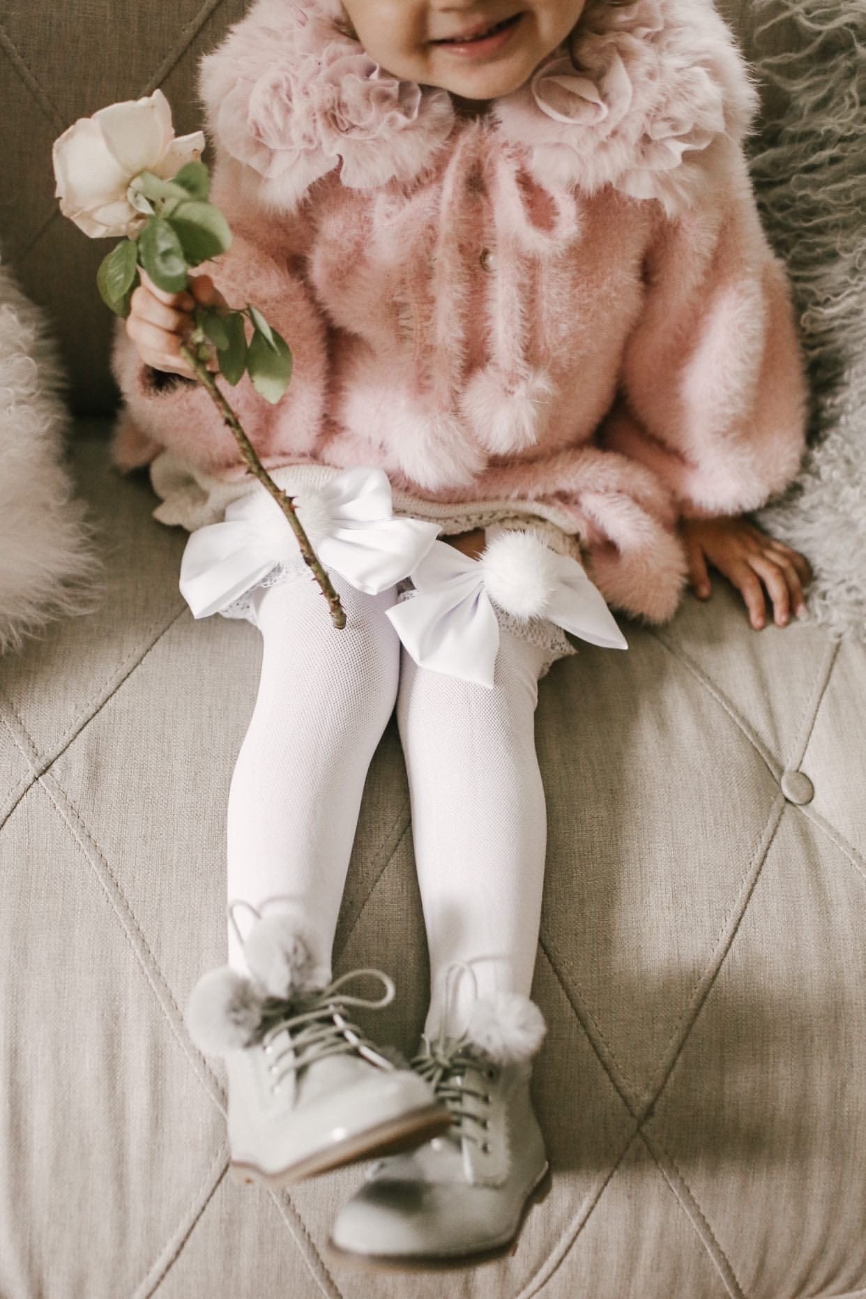 Lana Ruffle Socks with Poms and Bows - Petite Maison Kids