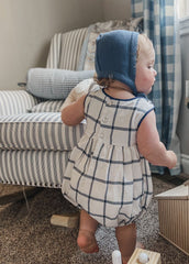 Checkered Linen Romper - Petite Maison Kids