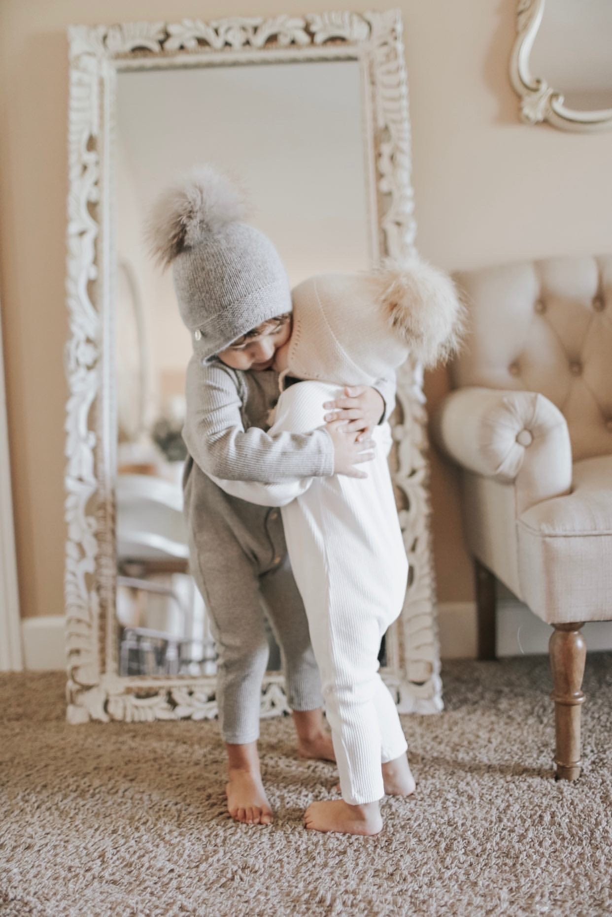 Oatmeal Cashmere Pom Hat - Petit Maison Kids
