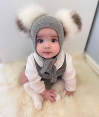 Honeycomb Grey Cashmere Bonnet - Petite Maison Kids