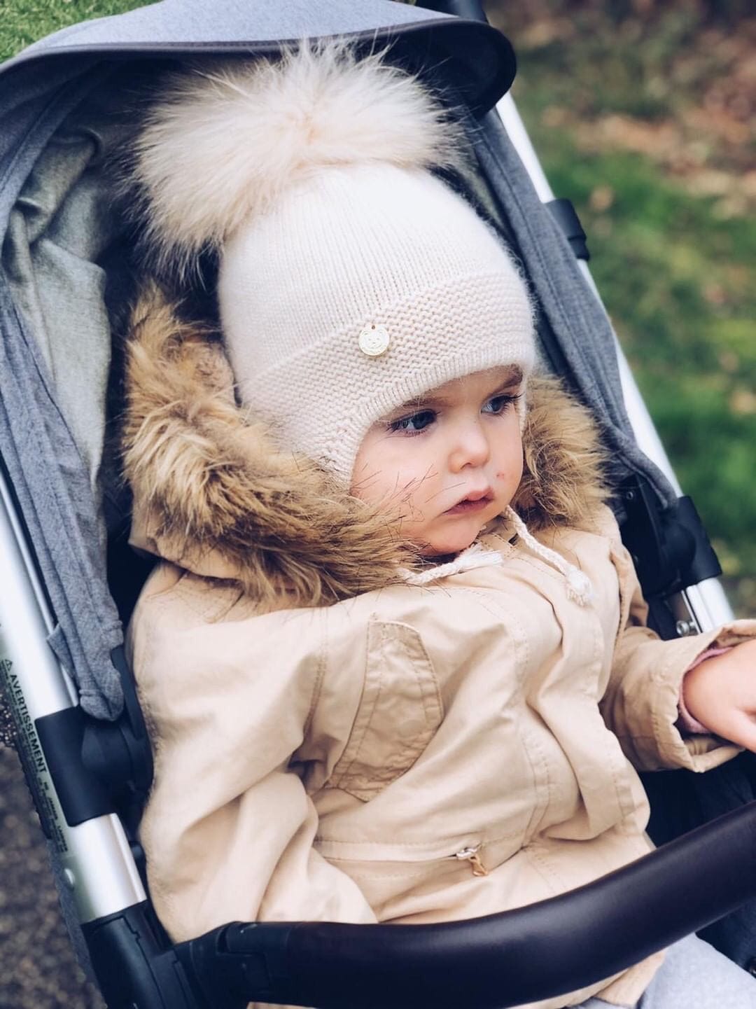 Oatmeal Cashmere Pom Hat - Petit Maison Kids