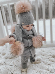 Honeycomb Grey Cashmere Pom Scarf - Petite Maison Kids