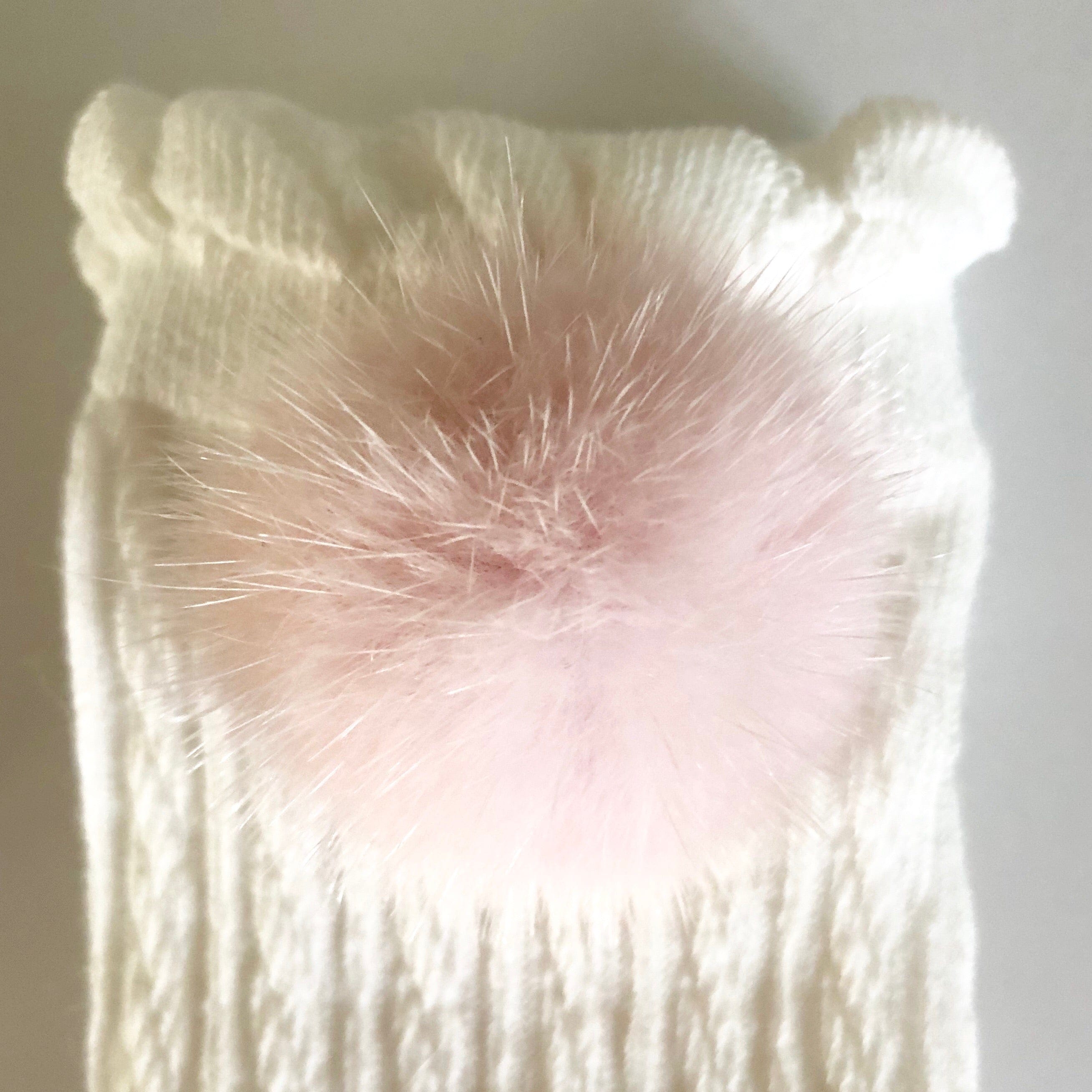 White Knee High Socks with Poms - Petit Maison Kids