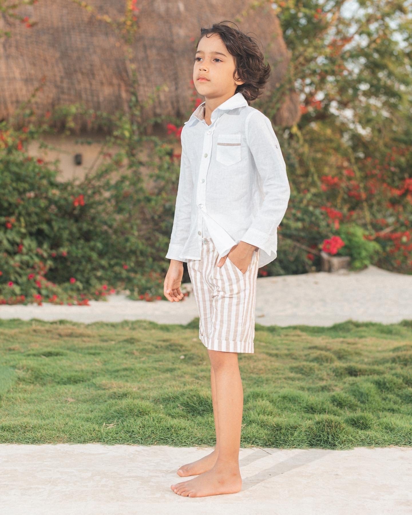 Ashton Striped Linen Shorts and Top Set - Petite Maison Kids