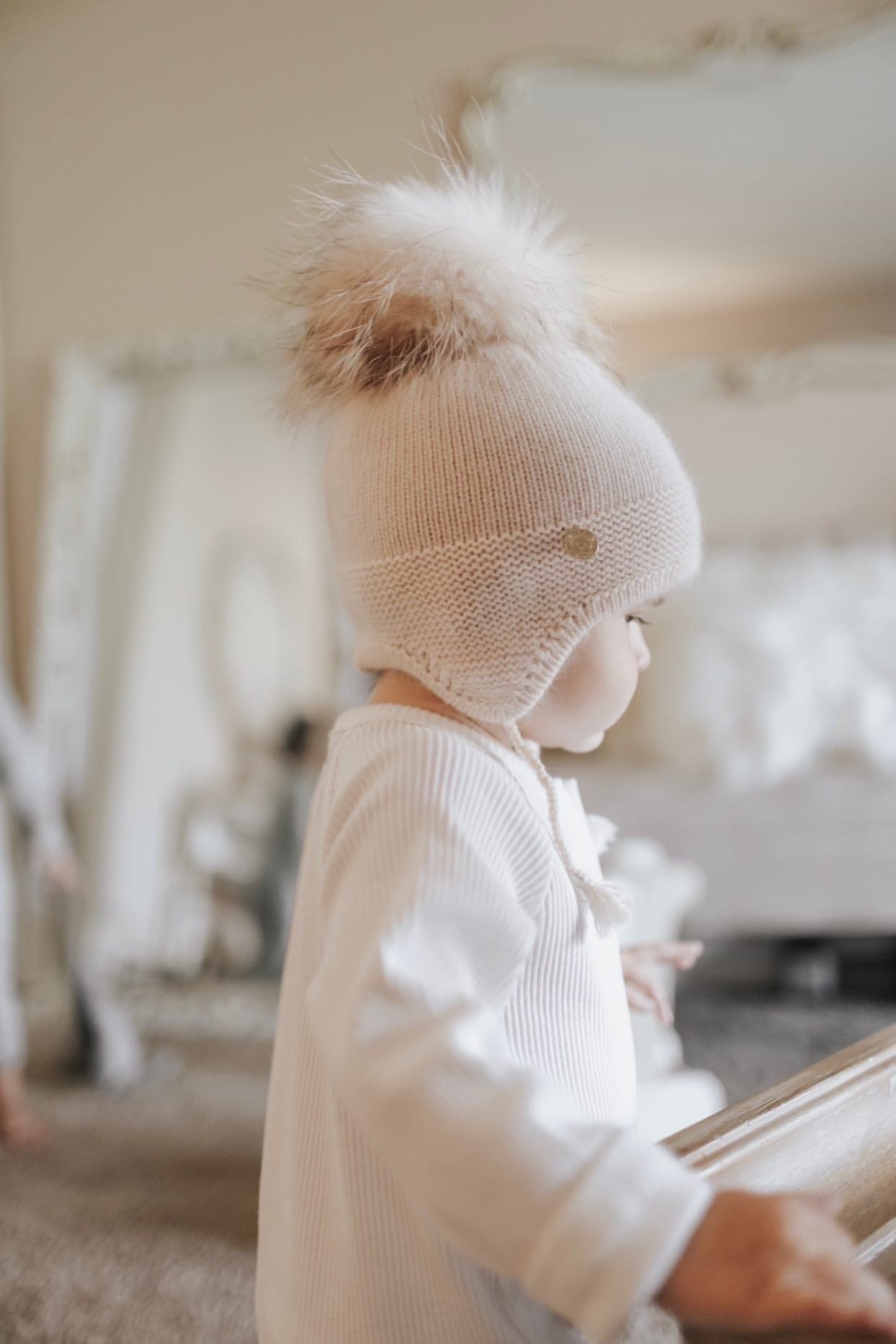 Oatmeal Cashmere Pom Hat - Petit Maison Kids