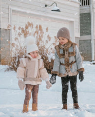 Beige Sheepskin Leather Jacket - Petite Maison Kids