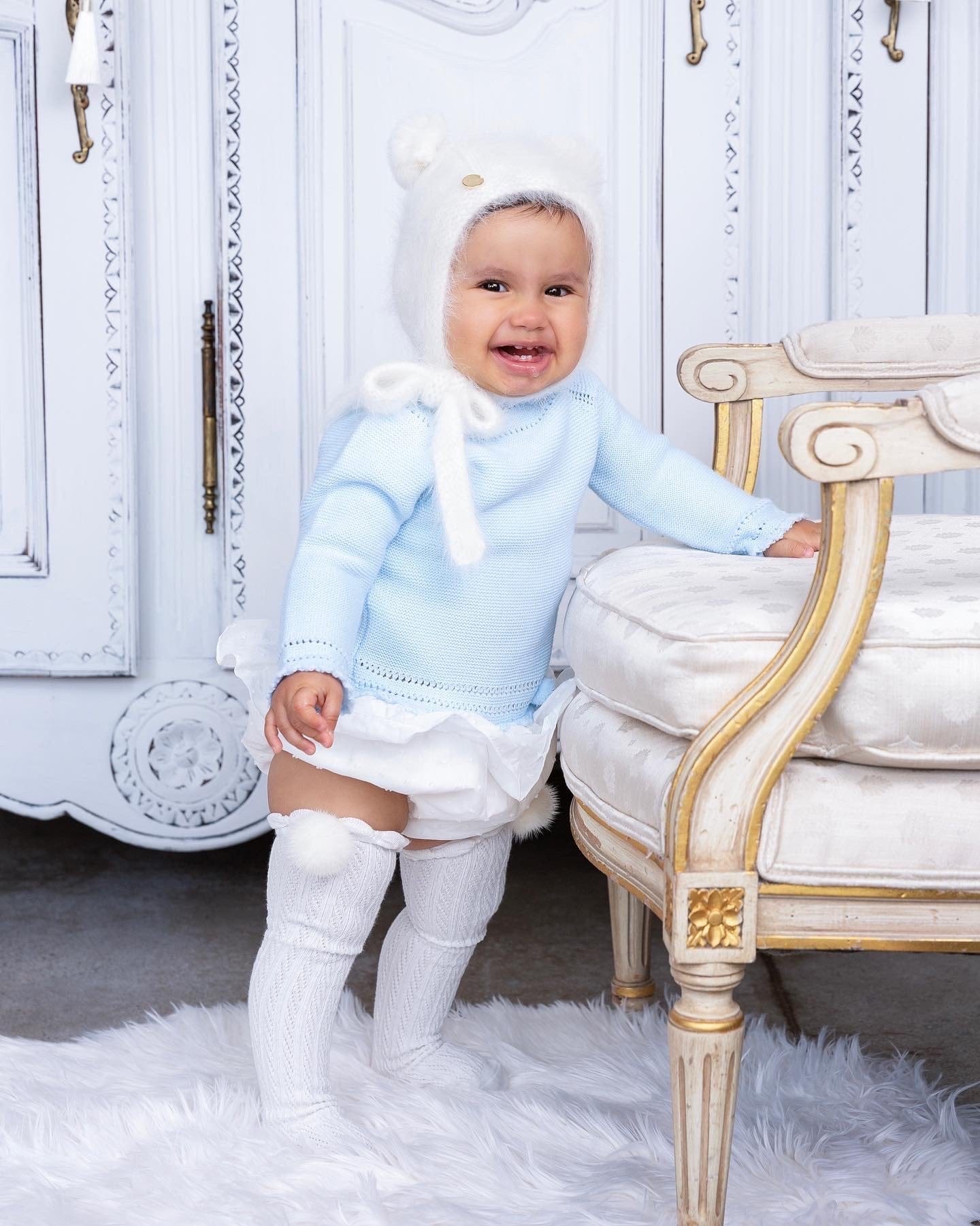 White Knee High Socks with Poms - Petit Maison Kids