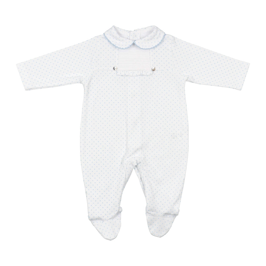 Baby Blue Swiss Dot Cotton Babygrow