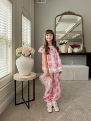 Amelia Pink Flower Print Pants - Petite Maison Kids