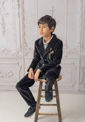 Charlie Black Velour Boys' Tuxedo Pants