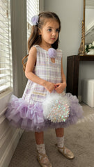 Violet Tweed and Tulle Dress