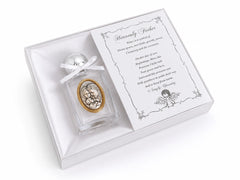 Baptism Holy Water Glass Bottle with White Bow – Holy Family Keepsake Gift