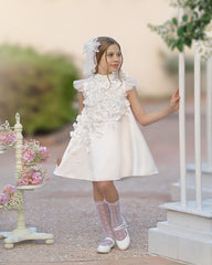 Butterfly White Satin Ceremony Dress - Petite Maison Kids