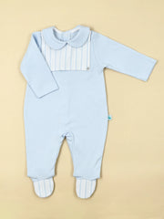 Brushed Baby Blue Cotton Babygrow