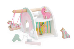 Unicorn Rainbow House Wooden Toy with 4 Unicorns