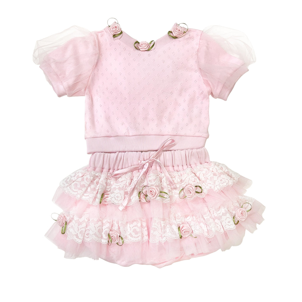 Harlow Pink Embroidered Top and Bloomers Set