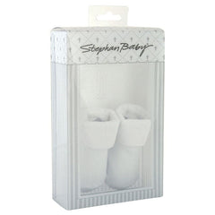 Embroidered Cross Bib & Lace Sock Set for Baby