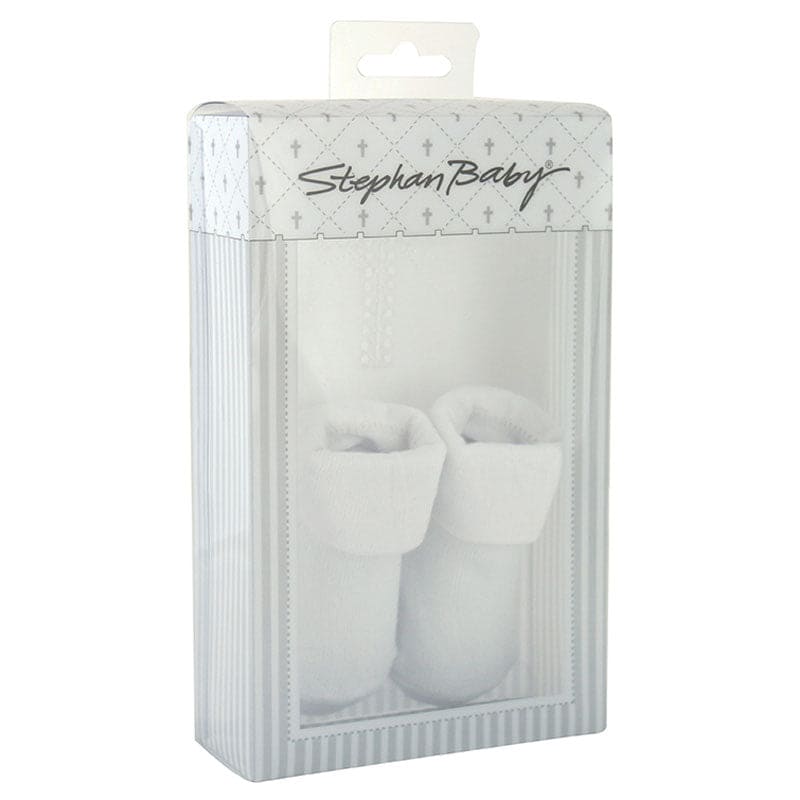 Embroidered Cross Bib & Lace Sock Set for Baby