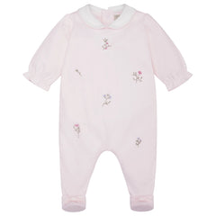 Karen Baby Girls Pink Floral Embroidery Babygrow