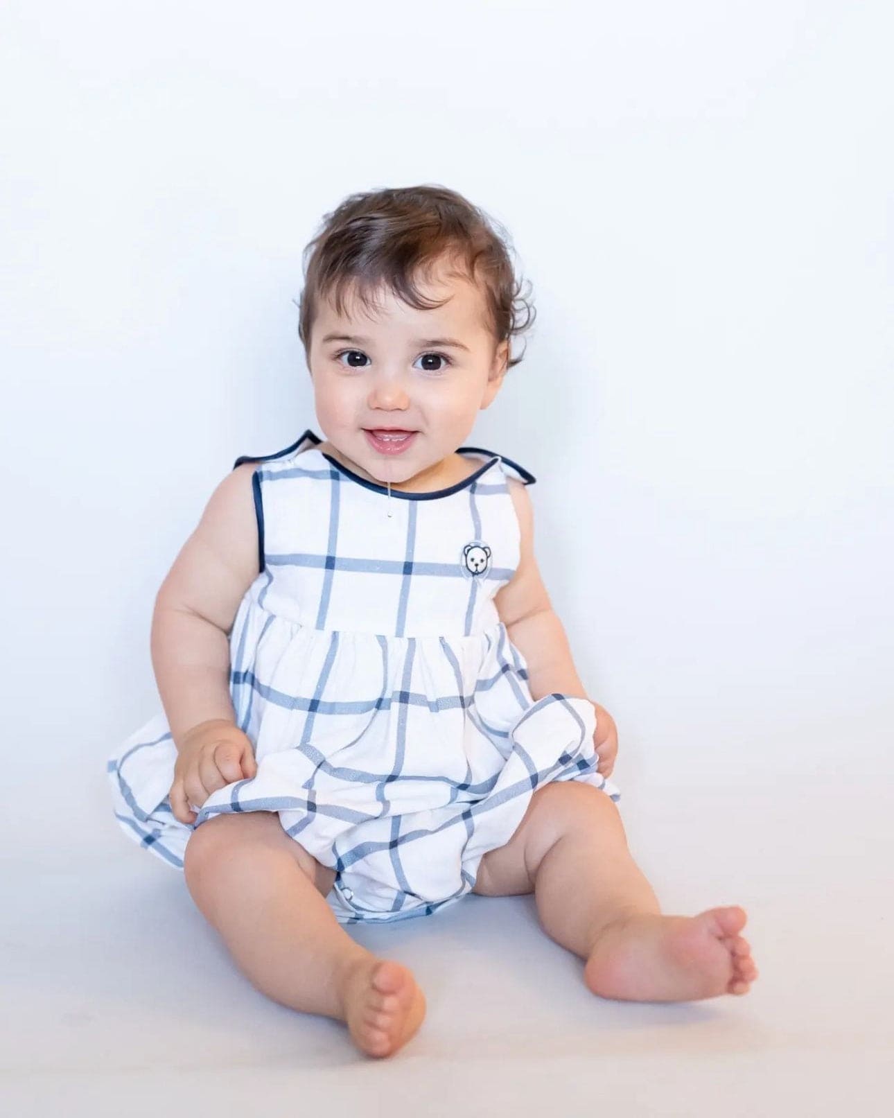 Checkered Linen Baby Boy Romper