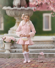 Heather Pink Boucle Pearl Skirt