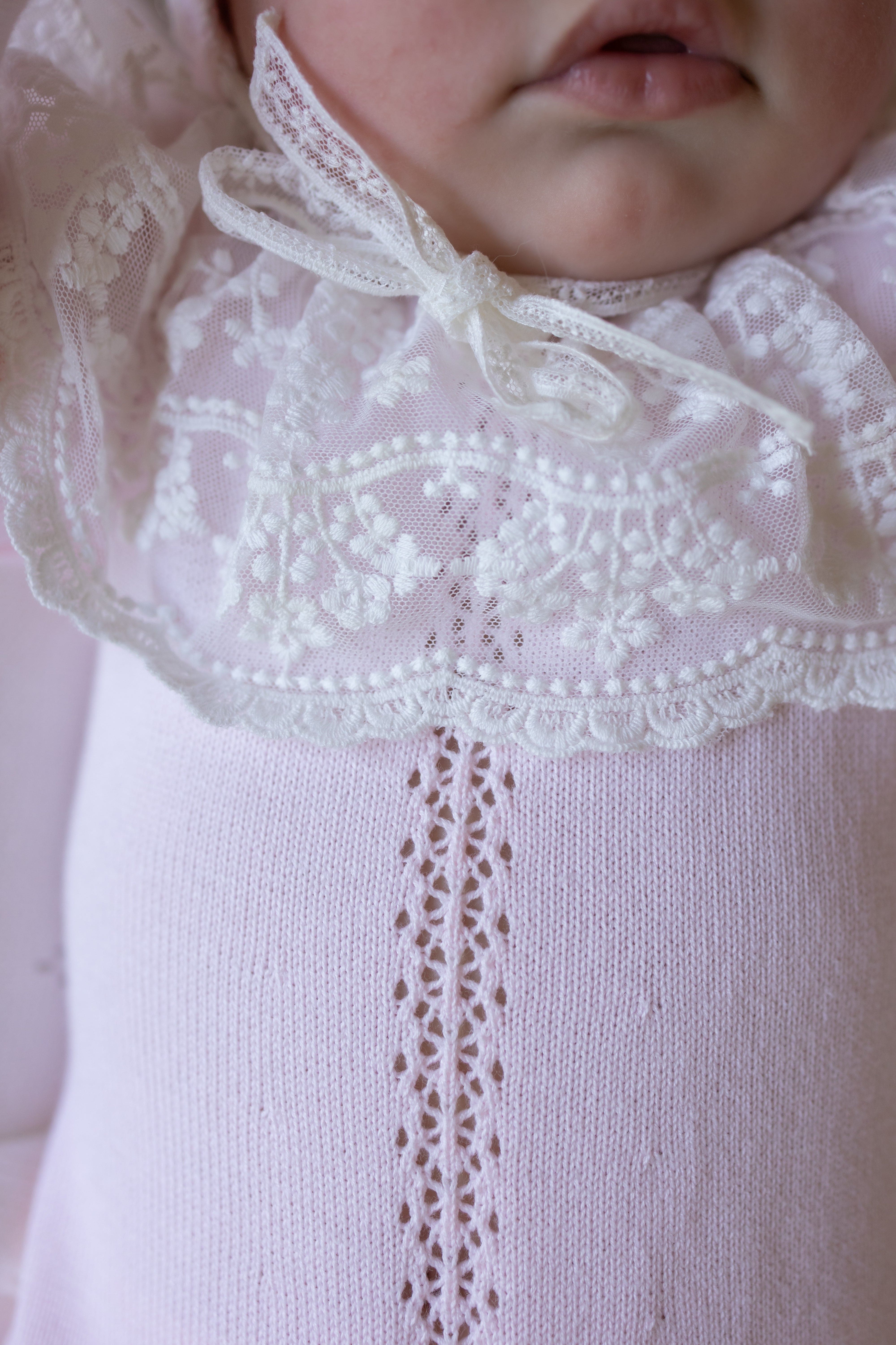 Pink Spanish Lace Knit Babygrow