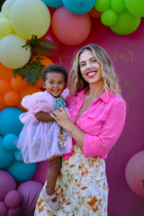 Eva Pink And Green Floral Tulle Dress