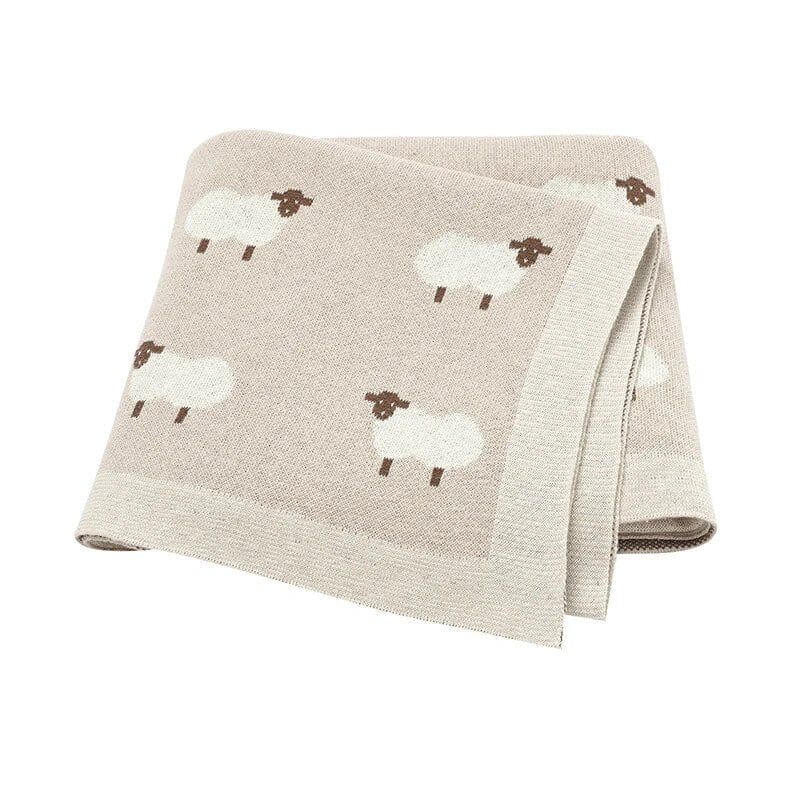 Camel Little Sheep Cotton Knit Blanket - Petite Maison Kids