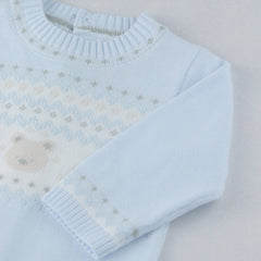 Kristian Boys Blue Teddy Knit All in One & Hat Set