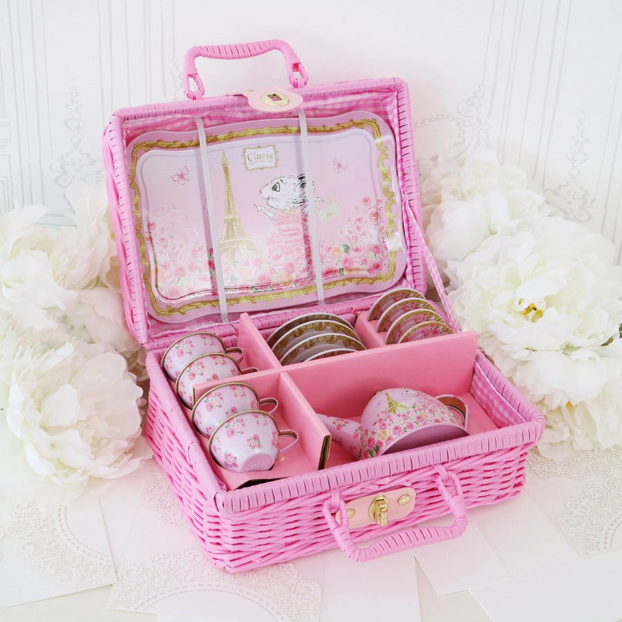 Claris the Chicest Mouse in Paris Picnic Basket Tea Set