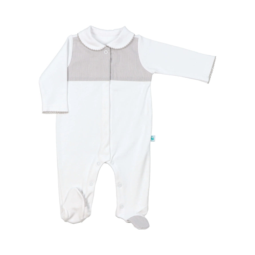 White and Grey Baby Cotton Babygrow