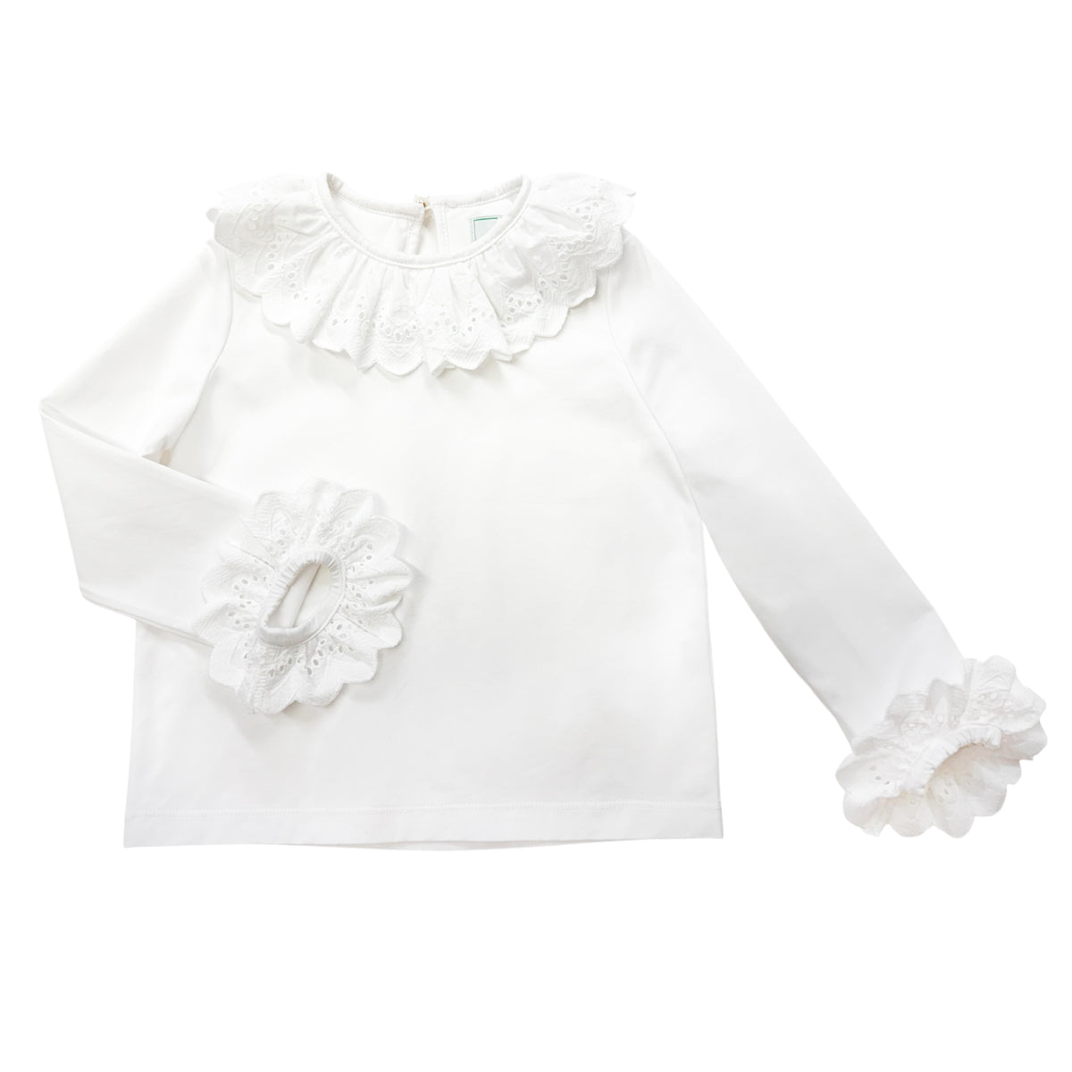 White Pima Cotton Ruffle Blouse