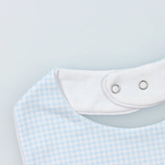 Square Bib in Light Blue Vichy Cotton Knit