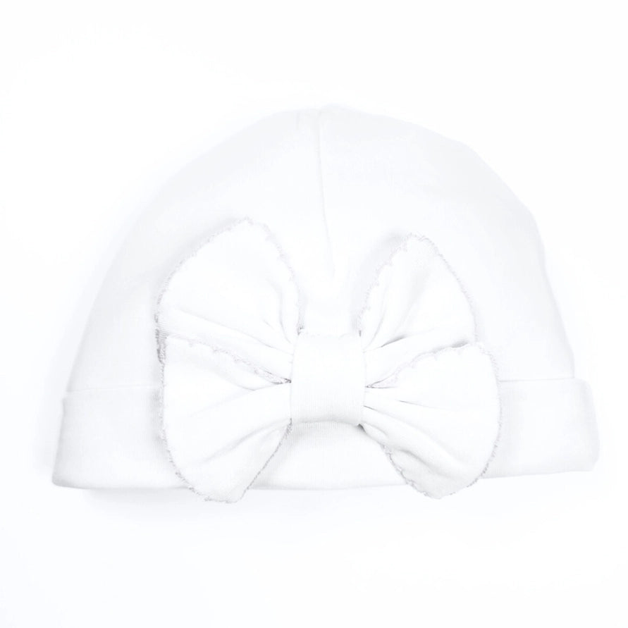 White Baby Pima Cotton Bow Hat