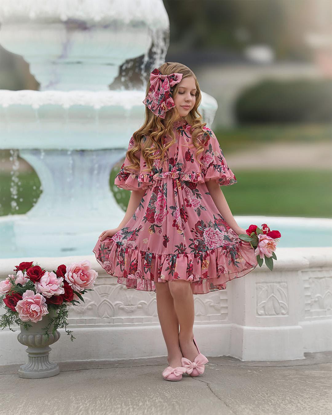 Flora Pink Flower Print Dress